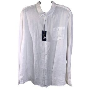 Piombo Pure Linen Button-Down Shirt Men's 3XL White Long Sleeve NWT Classic